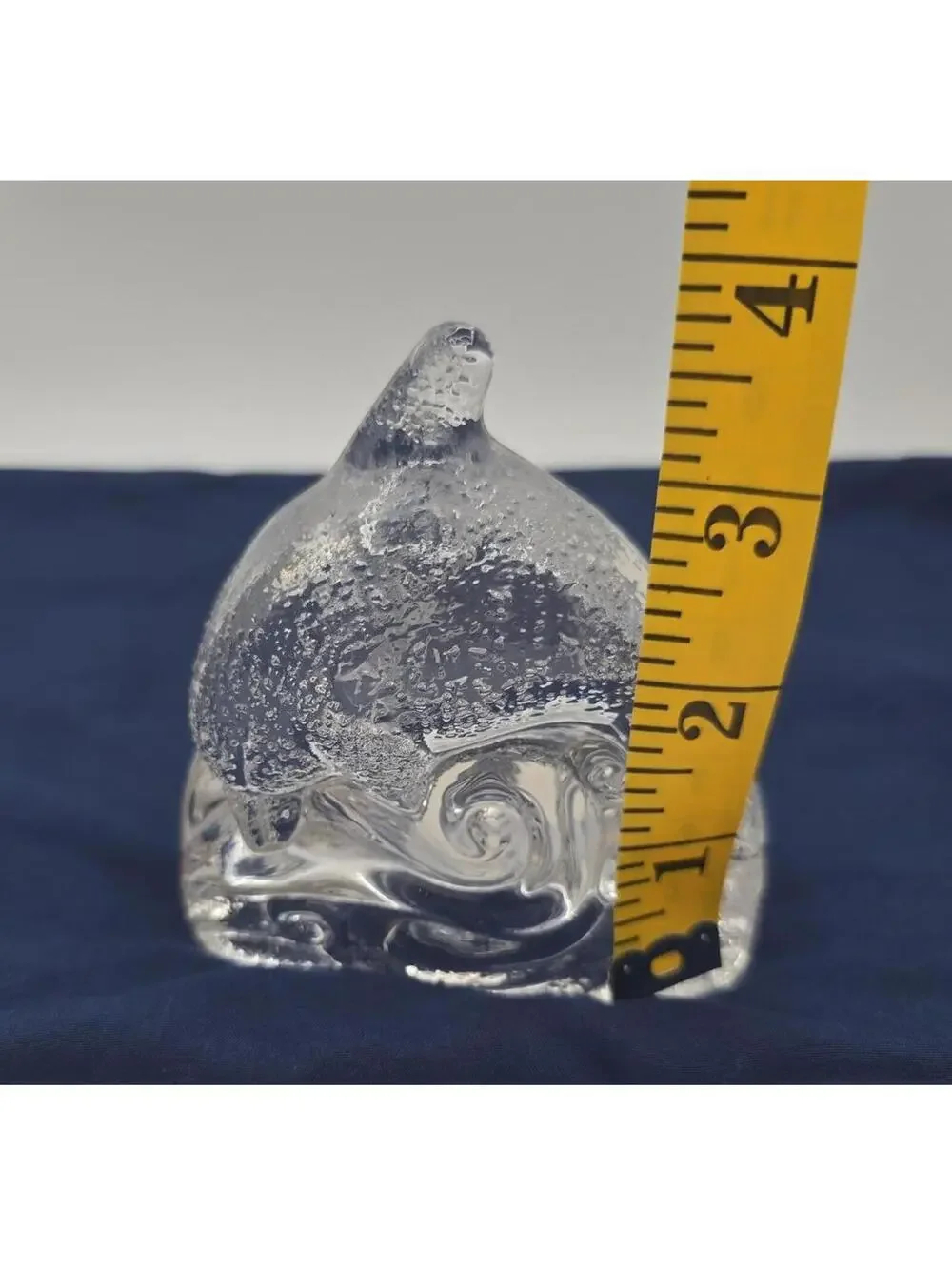 Vintage PartyLite Dolphin Waves Glass Tealight Glass Candle Holder w/Sticker - Picture 3 of 9